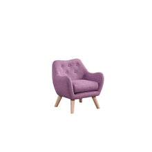 Fenix 19.5"W Pink Linen Kids Chair with Button Tufted Back and Wooden Legs