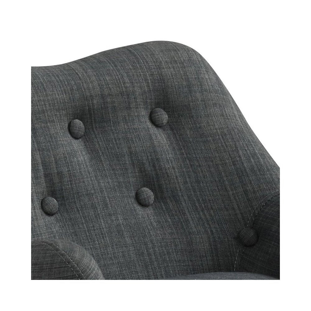 Fenix 19.5"W Gray Linen Kids Chair with Button Tufted Back and Wooden Legs