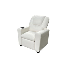 Marisa 23"W White PU Leather Kids Recliner Chair with Cupholder