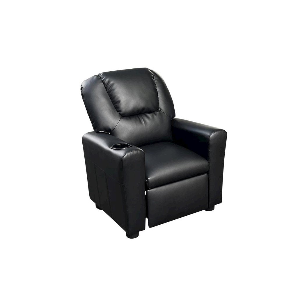 Marisa 23"W Black PU Leather Kids Recliner Chair with Cupholder