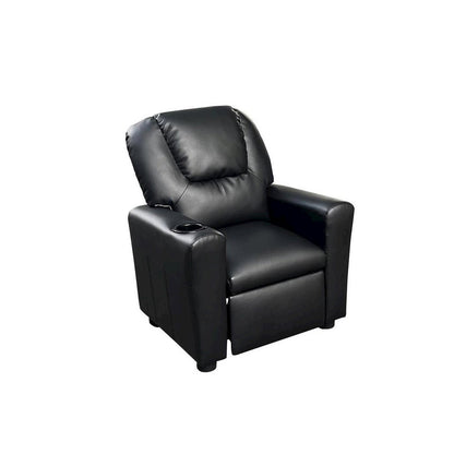 Marisa 23"W Black PU Leather Kids Recliner Chair with Cupholder