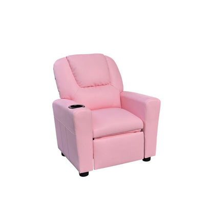 Marisa 23"W Pink PU Leather Kids Recliner Chair with Cupholder