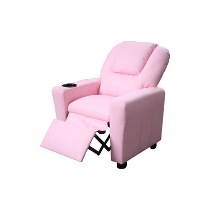Marisa 23"W Pink PU Leather Kids Recliner Chair with Cupholder