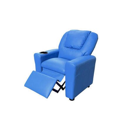 Marisa 23"W Blue PU Leather Kids Recliner Chair with Cupholder