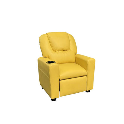 Marisa 23"W Yellow PU Leather Kids Recliner Chair with Cupholder