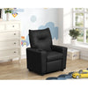 Perline 23"W Black PVC Fabric Kids Recliner Chair with Cupholder