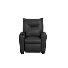 Perline 23"W Black PVC Fabric Kids Recliner Chair with Cupholder