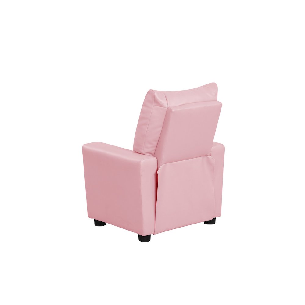 Perline 23"W Pink PVC Fabric Kids Recliner Chair with Cupholder