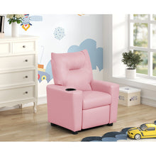 Perline 23"W Pink PVC Fabric Kids Recliner Chair with Cupholder