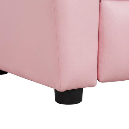 Pink PVC Fabric Kids Recliner Chair with Cupholder and Contemporary Style