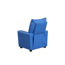Perline 23"W Blue PVC Fabric Kids Recliner Chair with Cupholder