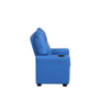 Perline 23"W Blue PVC Fabric Kids Recliner Chair with Cupholder