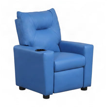 Furnifact Kids Recliner Chair with Cupholder and Foam-Padded Seat, Blue