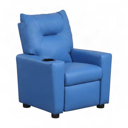 Furnifact Kids Recliner Chair with Cupholder and Foam-Padded Seat, Blue