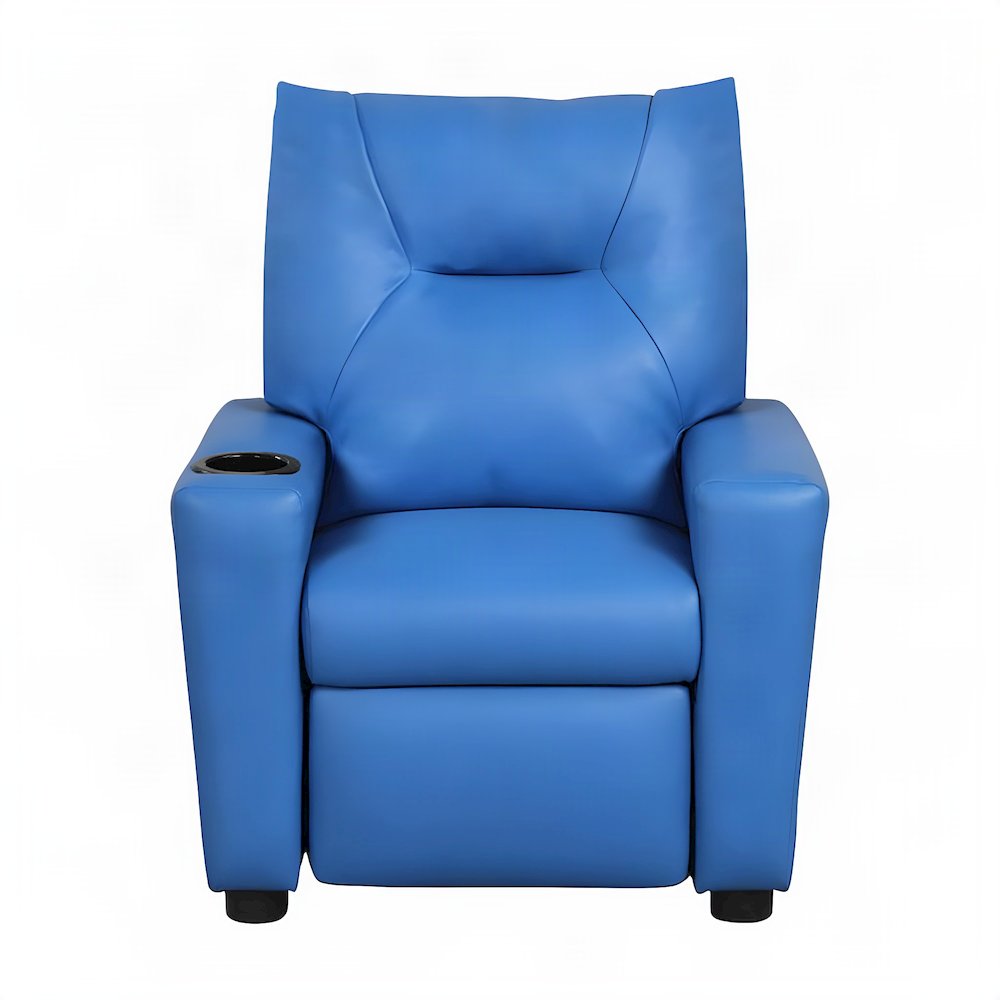 Furnifact Kids Recliner Chair with Cupholder and Foam-Padded Seat, Blue