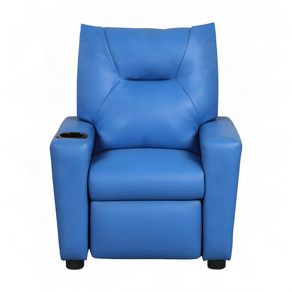 Furnifact Kids Recliner Chair with Cupholder and Foam-Padded Seat, Blue