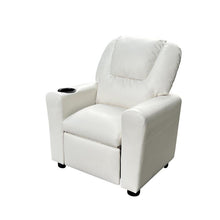 Marisa 23"W White PU Leather Kids Recliner Chair with Cupholder