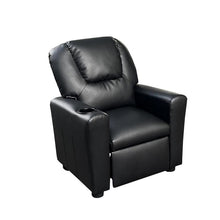 Marisa 23"W Black PU Leather Kids Recliner Chair with Cupholder
