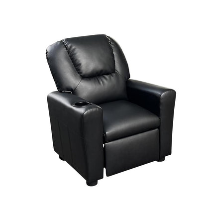 Marisa 23"W Black PU Leather Kids Recliner Chair with Cupholder