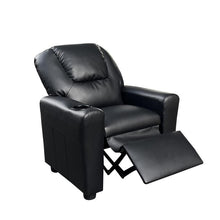 Marisa 23"W Black PU Leather Kids Recliner Chair with Cupholder