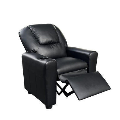 Marisa 23"W Black PU Leather Kids Recliner Chair with Cupholder