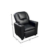 Kids Recliner Chair, Black PU Leather, Cupholder