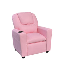 Marisa 23"W Pink PU Leather Kids Recliner Chair with Cupholder