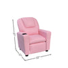 Kids Recliner Chair, Pink PU Leather, Cupholder