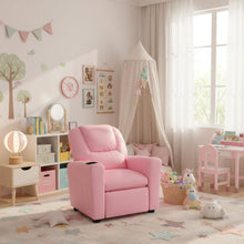 Kids Recliner Chair, Pink PU Leather, Cupholder