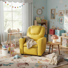Kids Recliner Chair, Yellow PU Leather, Cupholder