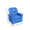 Kids Recliner Chair, Blue PU Leather, Cupholder