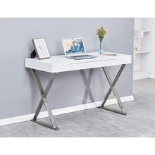 Modern Stainless Steel Frame Computer Desk - Silver High Gloss