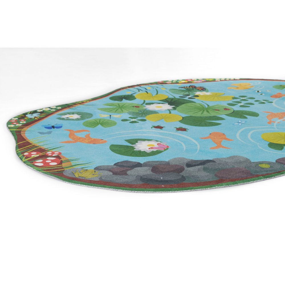 Playground Pond Blue Kid Rug 6' X 8'2"