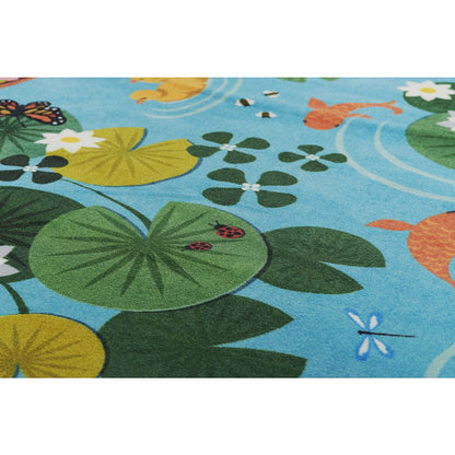 Playground Pond Blue Kid Rug 6' X 8'2"