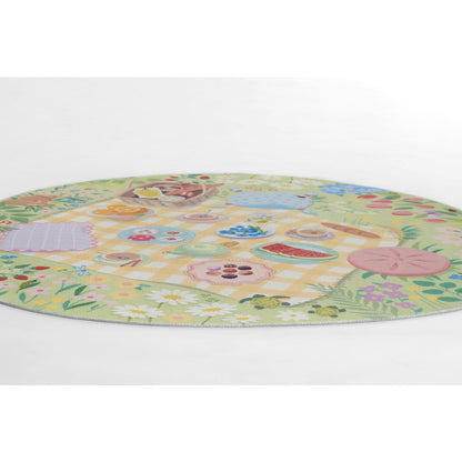 Playground Tea Party Green Kid Rug 6' X 6' Round