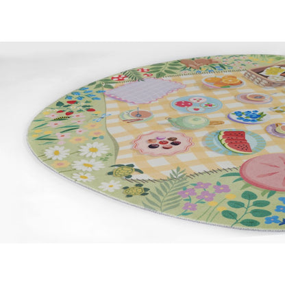 Playground Tea Party Green Kid Rug 6' X 6' Round
