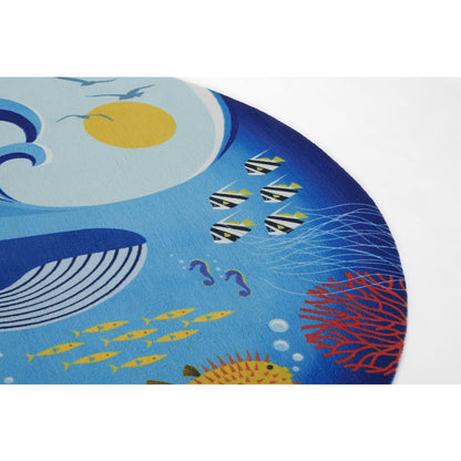 Playground Ocean Blue Kid Rug 6' X 6' Round