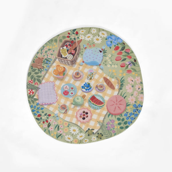 Playground Tea Party Green Kid Rug 4' X 4' Round