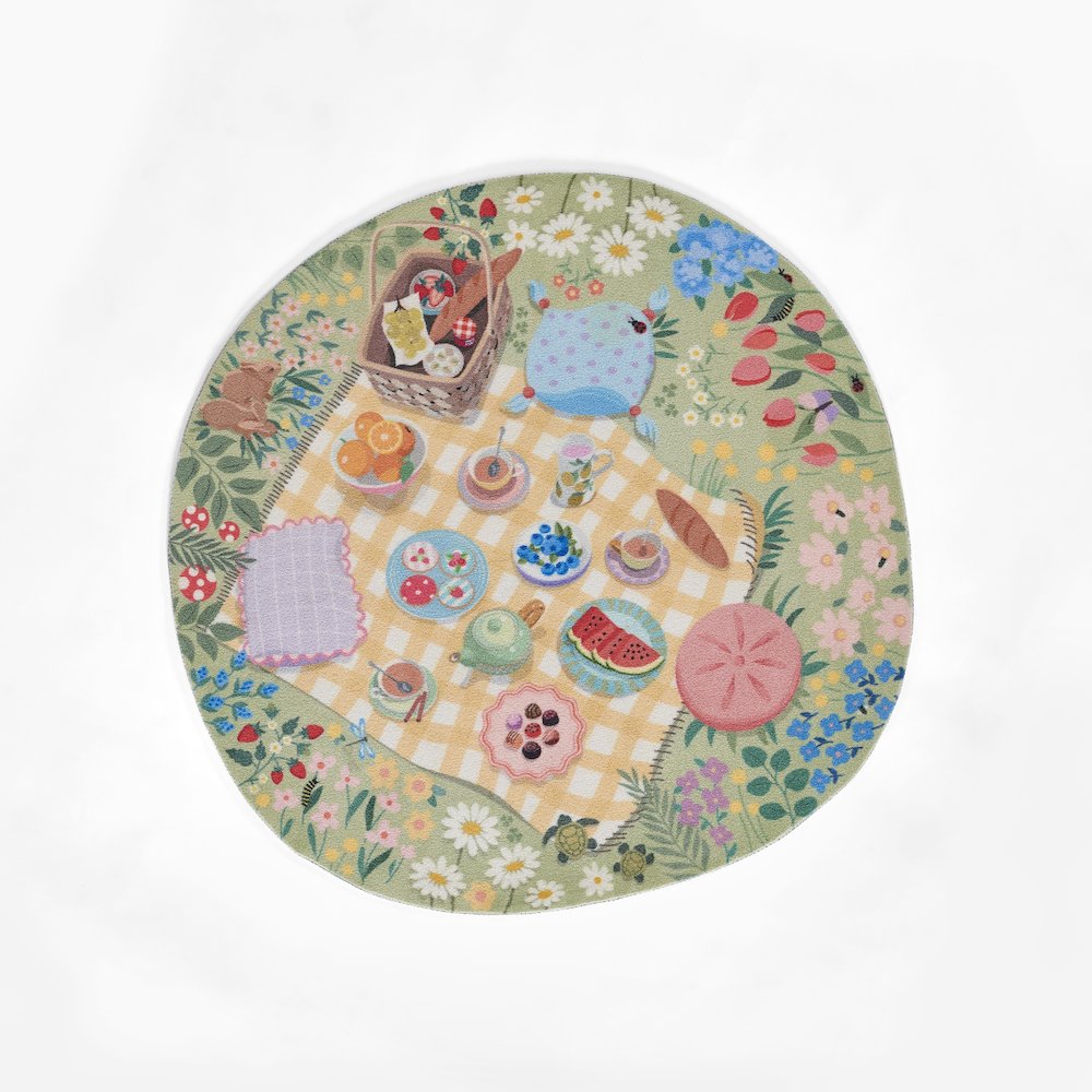 Playground Tea Party Green Kid Rug 4' X 4' Round