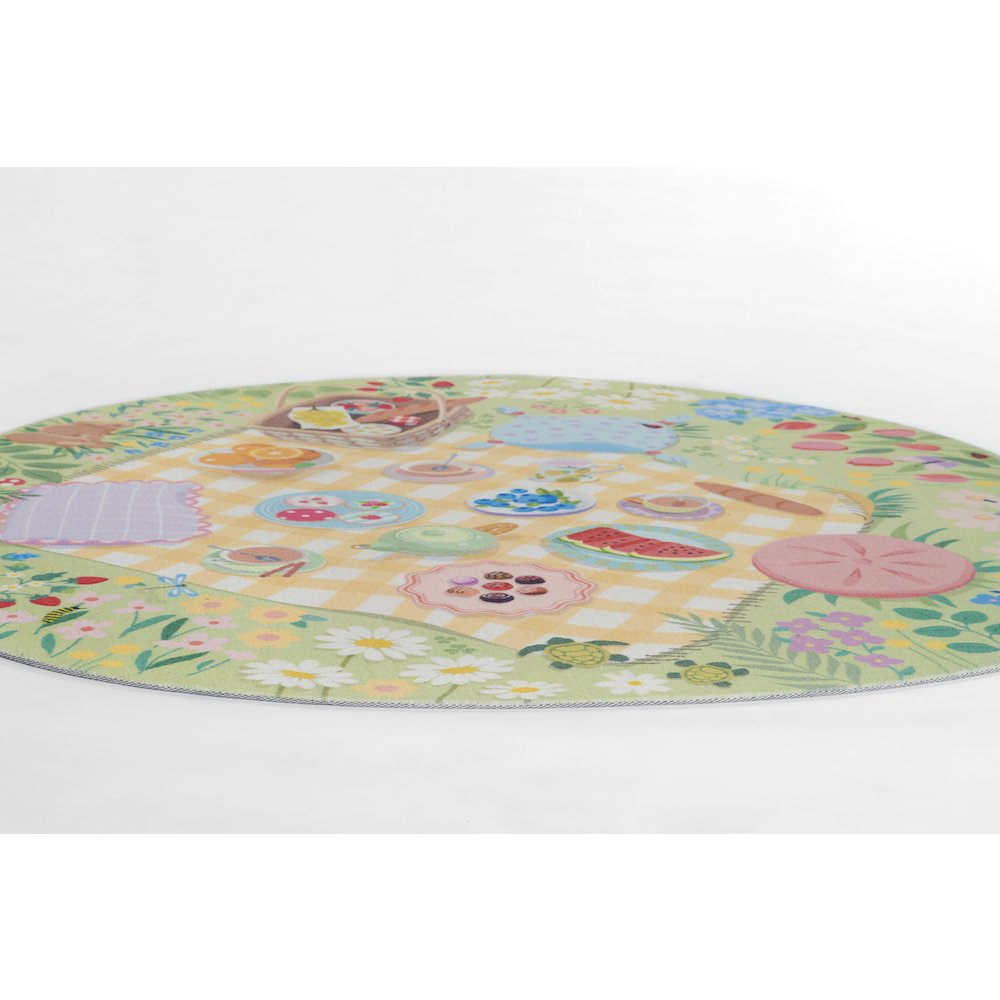 Playground Tea Party Green Kid Rug 4' X 4' Round