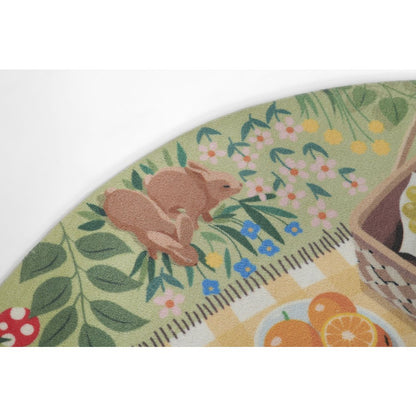 Playground Tea Party Green Kid Rug 4' X 4' Round