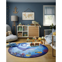Playground Ocean Blue Kid Rug 4' X 4' Round