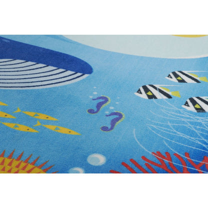 Playground Ocean Blue Kid Rug 4' X 4' Round