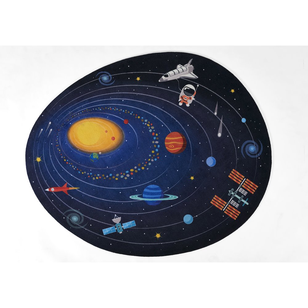 Playground Space Blue Kid Rug 6' X 6'8"