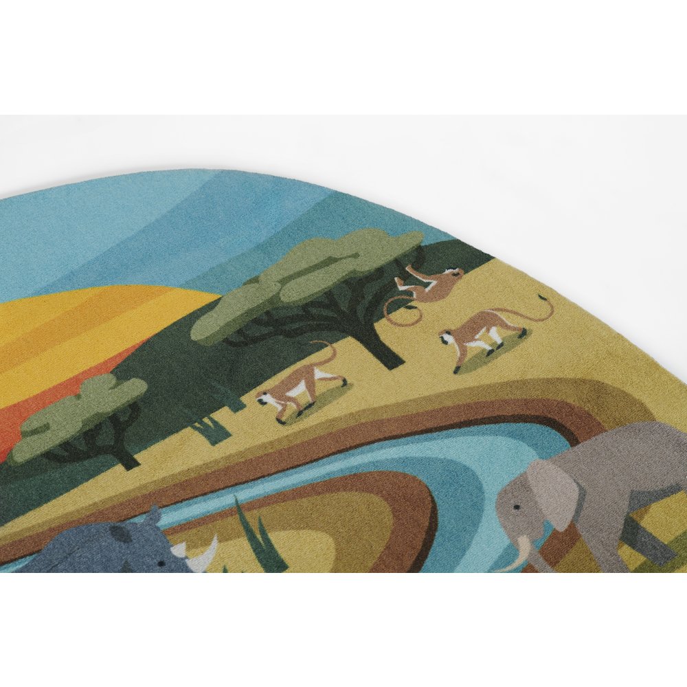 Playground Safari Multi Kid Rug 4' X 4'4"