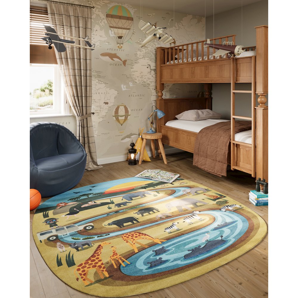 Playground Safari Multi Kid Rug 4' X 4'4"