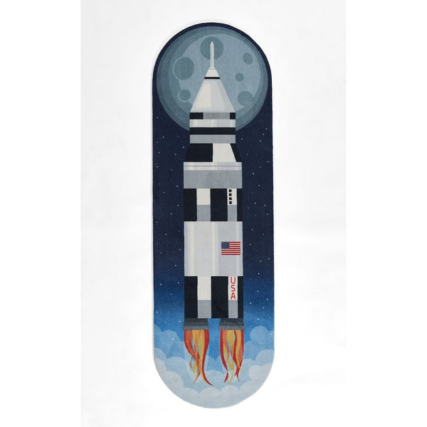 Playground Rocket Blue Kid Rug 2'4" X 7'7"