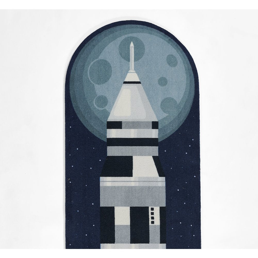 Playground Rocket Blue Kid Rug 2'4" X 7'7"