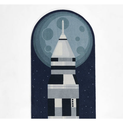 Playground Rocket Blue Kid Rug 2'4" X 7'7"