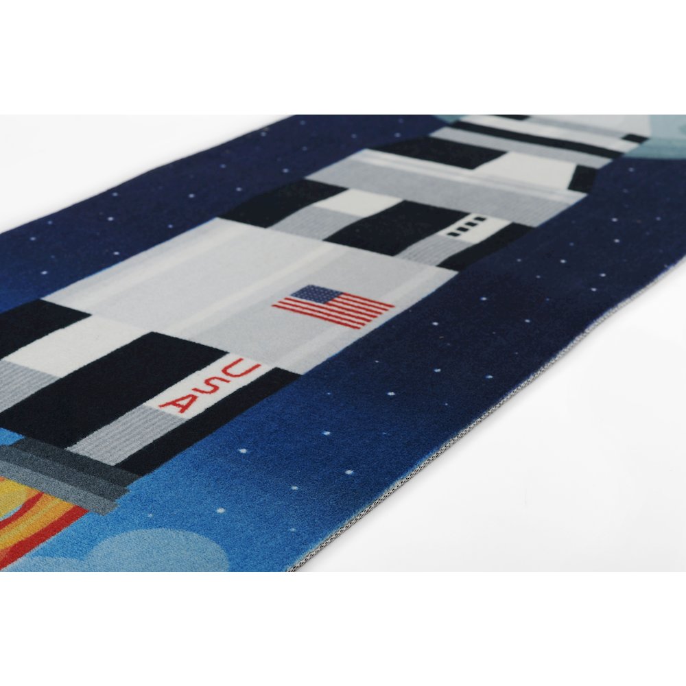Playground Rocket Blue Kid Rug 2'4" X 7'7"